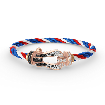 [Lucky Star]FORCE LARGE HORSESHOE BLACK WHITE DIAMOND BRACELET ROSE GOLD