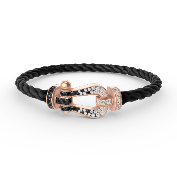 [Lucky Star]FORCE LARGE HORSESHOE BLACK WHITE DIAMOND BRACELET ROSE GOLD