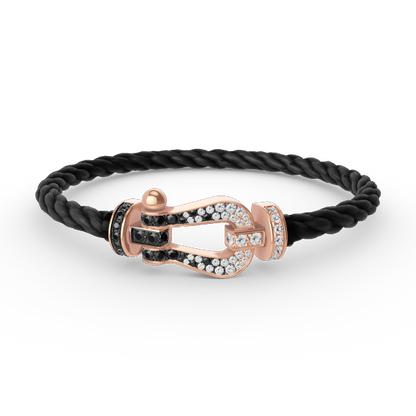 [Lucky Star]FORCE LARGE HORSESHOE BLACK WHITE DIAMOND BRACELET ROSE GOLD