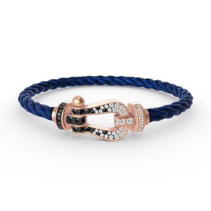 [Lucky Star]FORCE LARGE HORSESHOE BLACK WHITE DIAMOND BRACELET ROSE GOLD