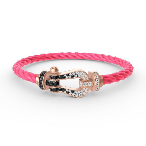 [Lucky Star]FORCE LARGE HORSESHOE BLACK WHITE DIAMOND BRACELET ROSE GOLD