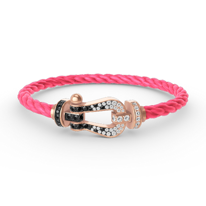 [Lucky Star]FORCE LARGE HORSESHOE BLACK WHITE DIAMOND BRACELET ROSE GOLD