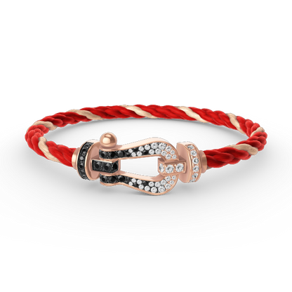 [Lucky Star]FORCE LARGE HORSESHOE BLACK WHITE DIAMOND BRACELET ROSE GOLD