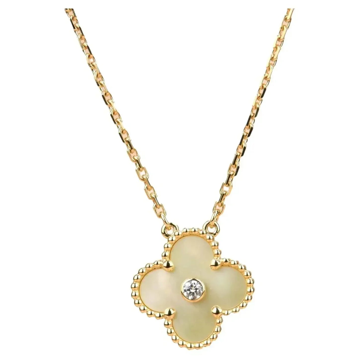 [Lucky Star]CLOVER 15MM DIAMOND GOLD MOTHER OF PEARL NECKLACE