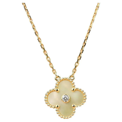 [Lucky Star]CLOVER 15MM DIAMOND GOLD MOTHER OF PEARL NECKLACE