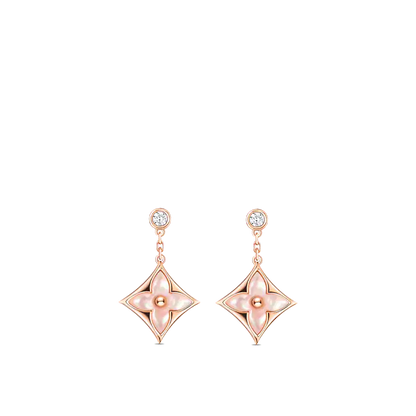 [ラッキースター]ダブルスター ピンクゴールド モップドロップピアス