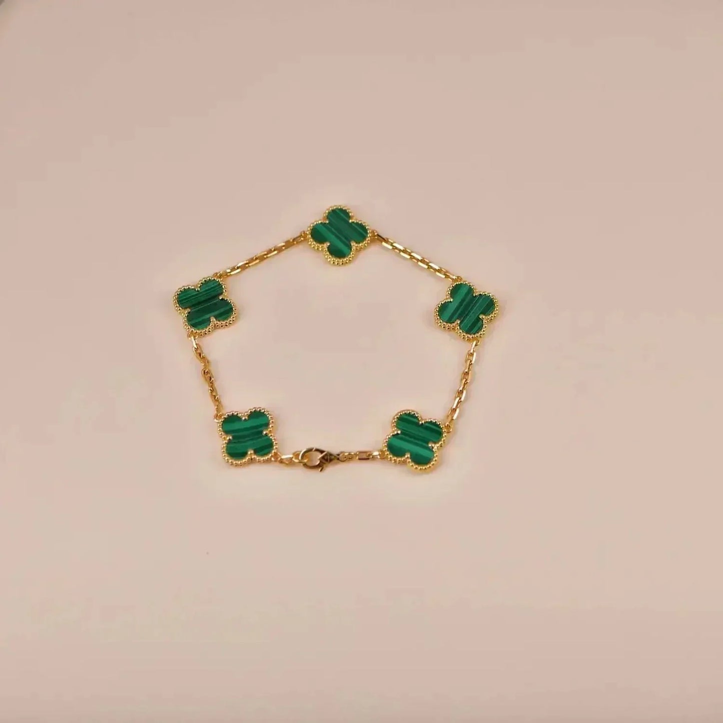 [Lucky Star]CLOVER 5 MOTIFS MALACHITE BRACELET