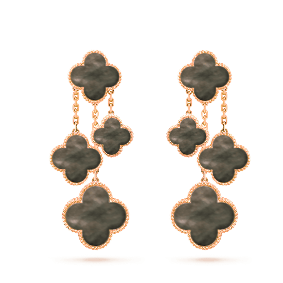 [Lucky Star]CLOVER EARRINGS DARK MOP 4 MOTIFS ROSE GOLD