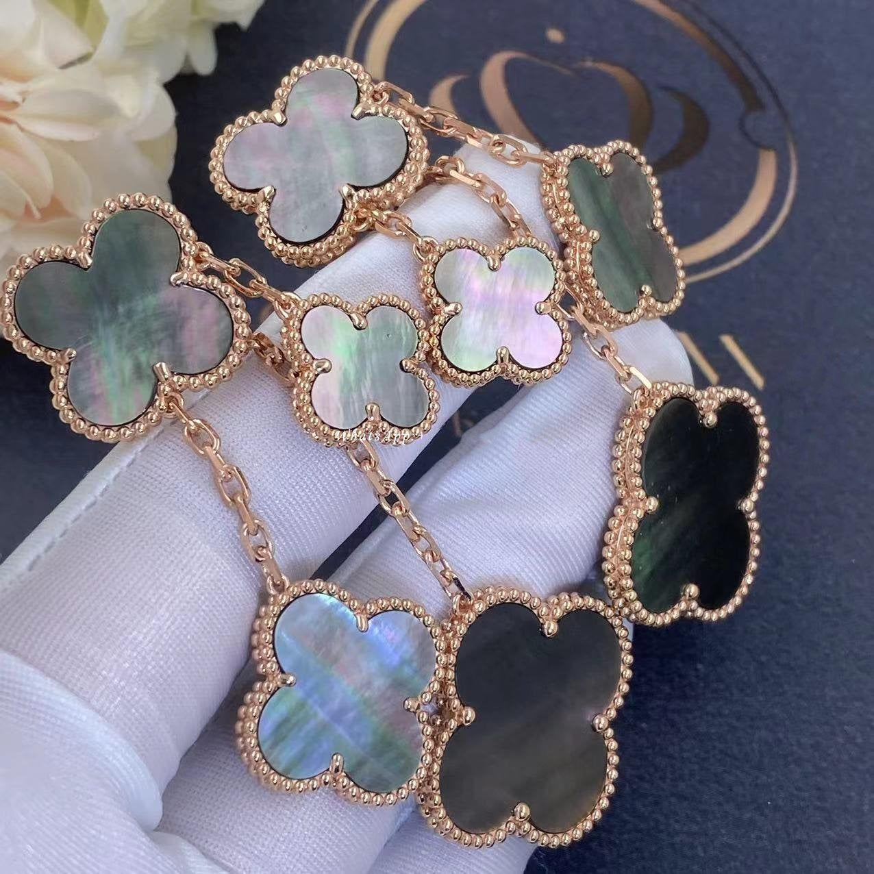 [Lucky Star]CLOVER EARRINGS DARK MOP 4 MOTIFS ROSE GOLD