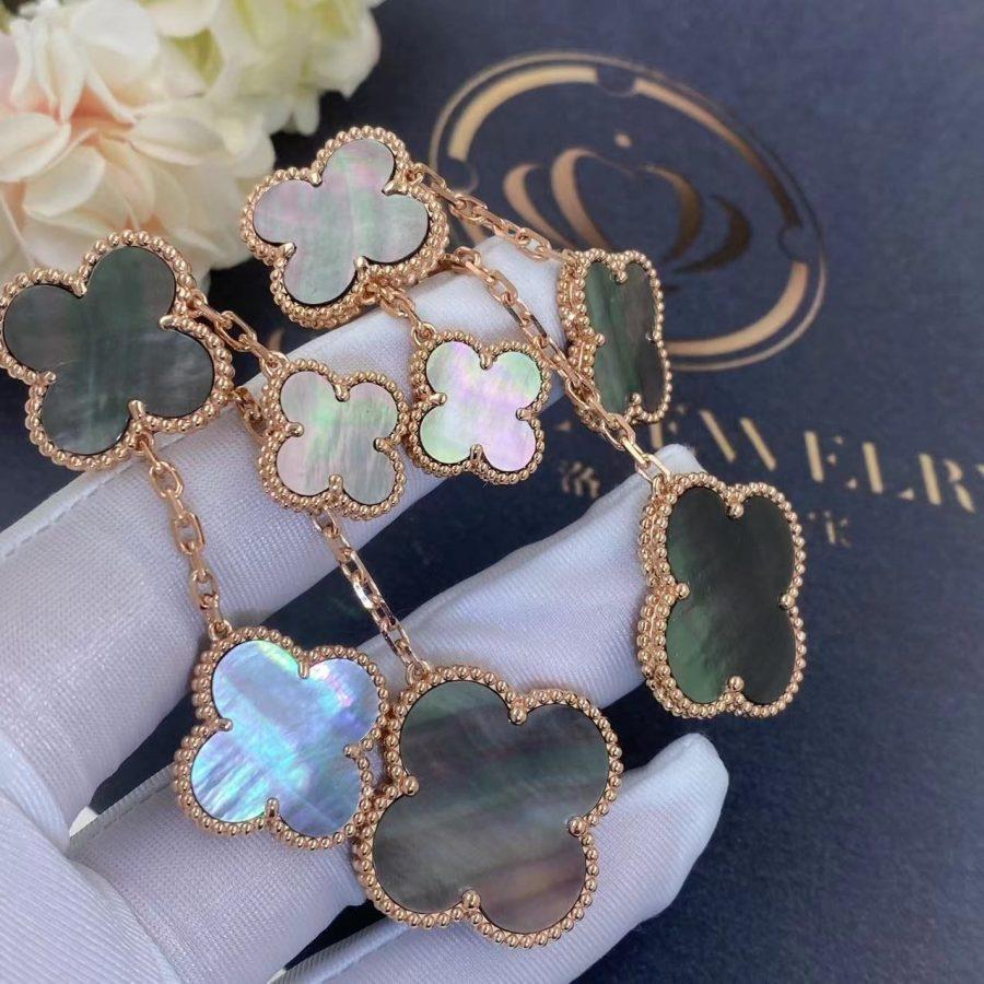 [Lucky Star]CLOVER EARRINGS DARK MOP 4 MOTIFS ROSE GOLD