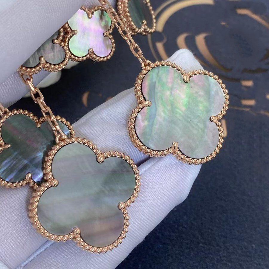 [Lucky Star]CLOVER EARRINGS DARK MOP 4 MOTIFS ROSE GOLD