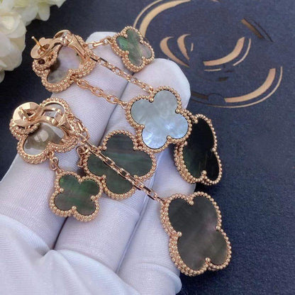[Lucky Star]CLOVER EARRINGS DARK MOP 4 MOTIFS ROSE GOLD