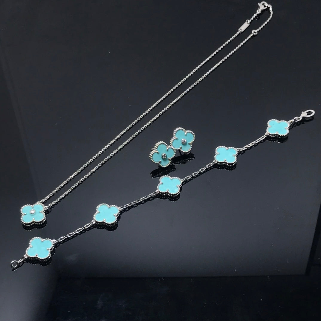 [Lucky Star]CLOVER 1 DIAMOND BLUE SKY SILVER EARRINGS