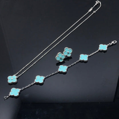 [Lucky Star]CLOVER 1 DIAMOND BLUE SKY SILVER EARRINGS
