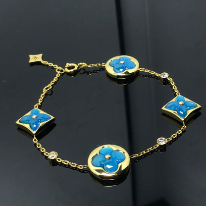 [Lucky Star]STAR AND SUN 4 MOTIF BLUE BRACELET