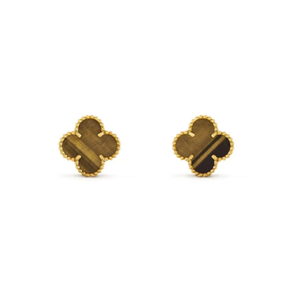 [Lucky Star]CLOVER MEDIUM 1 MOTIFS TIGER EYE EARRINGS