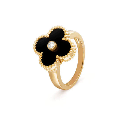 [Lucky Star]CLOVER ONYX RING GOLD DIAMOND