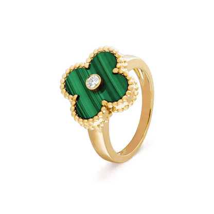 [Lucky Star]CLOVER MALACHITE RING GOLD DIAMOND