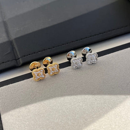 [Lucky Star]CLOVER MINI DIAMOND STUD EARRINGS